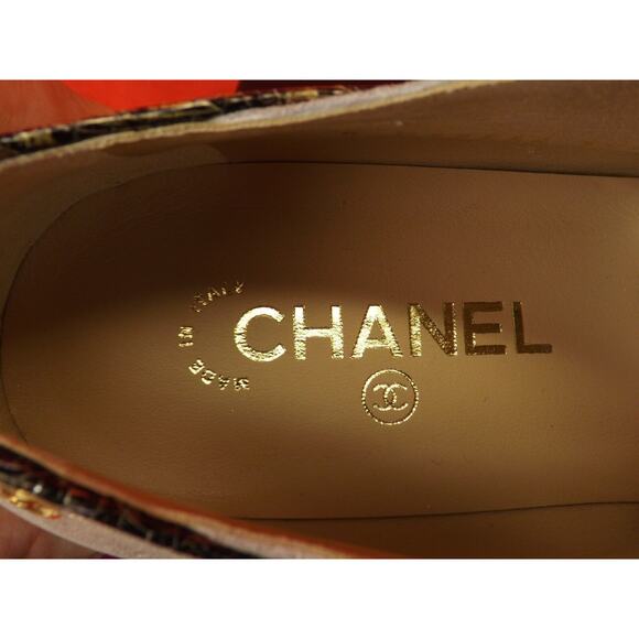NIB CHANEL G31564 TWO TONE SHIMMER BLACK LEATHER CC LOGO LACE OXFORDS 40.5 $1K - Picture 11 of 12
